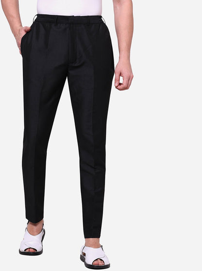 Black Solid Cotton Silk Aligarhi Pants for Men