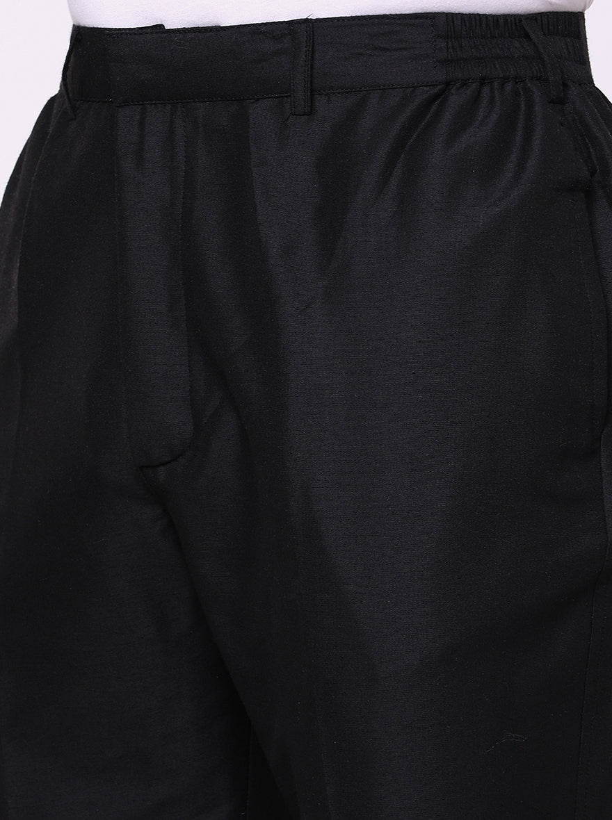 Black Solid Aligadhi - The Kurta Company