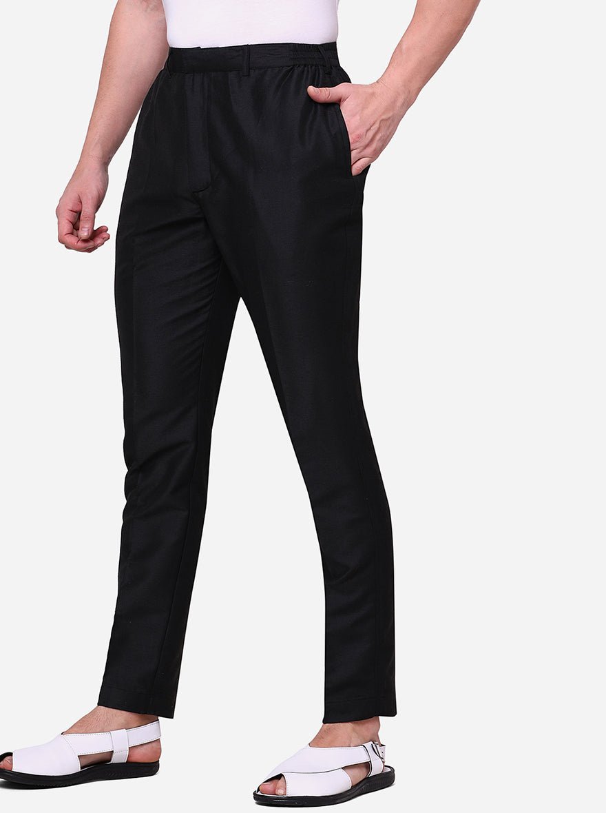 Black Solid Aligadhi - The Kurta Company