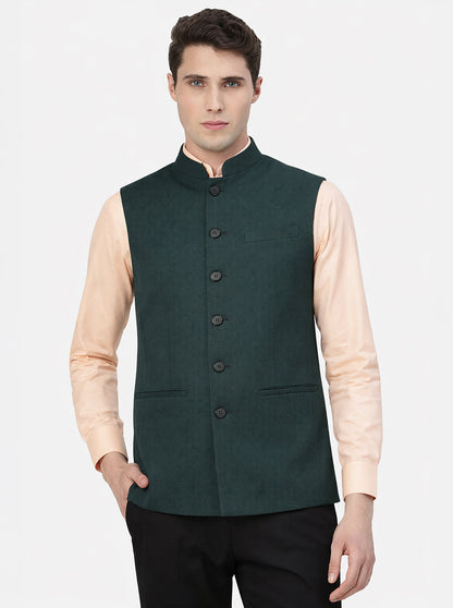 Green Solid Regular Fit Modi Jacket | JadeBlue