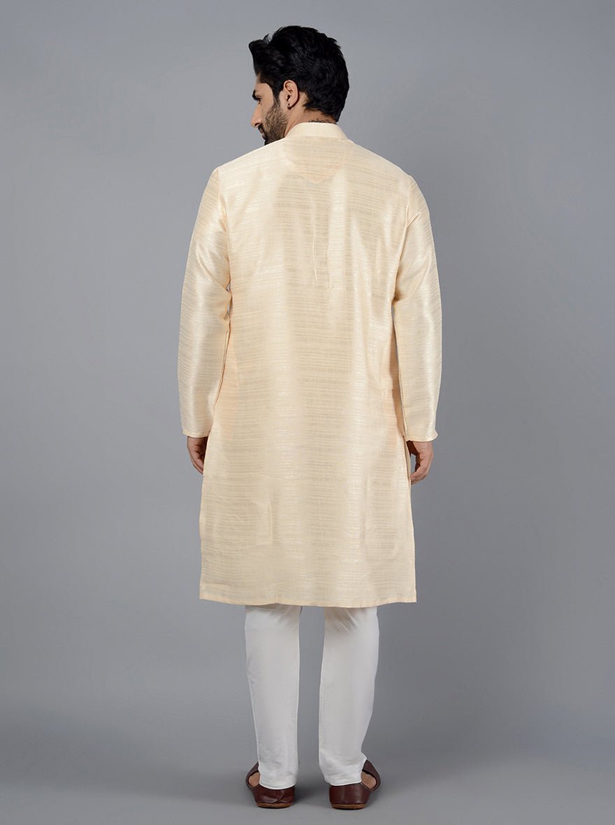 Cream Self Textured Kurta - The Kurta Company