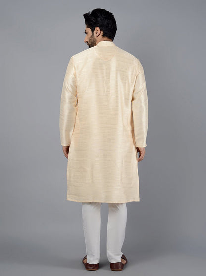 Cream Self Textured Kurta - The Kurta Company