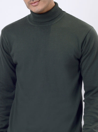 Hunter Green Solid Regular Fit Winter T-Shirt | JadeBlue