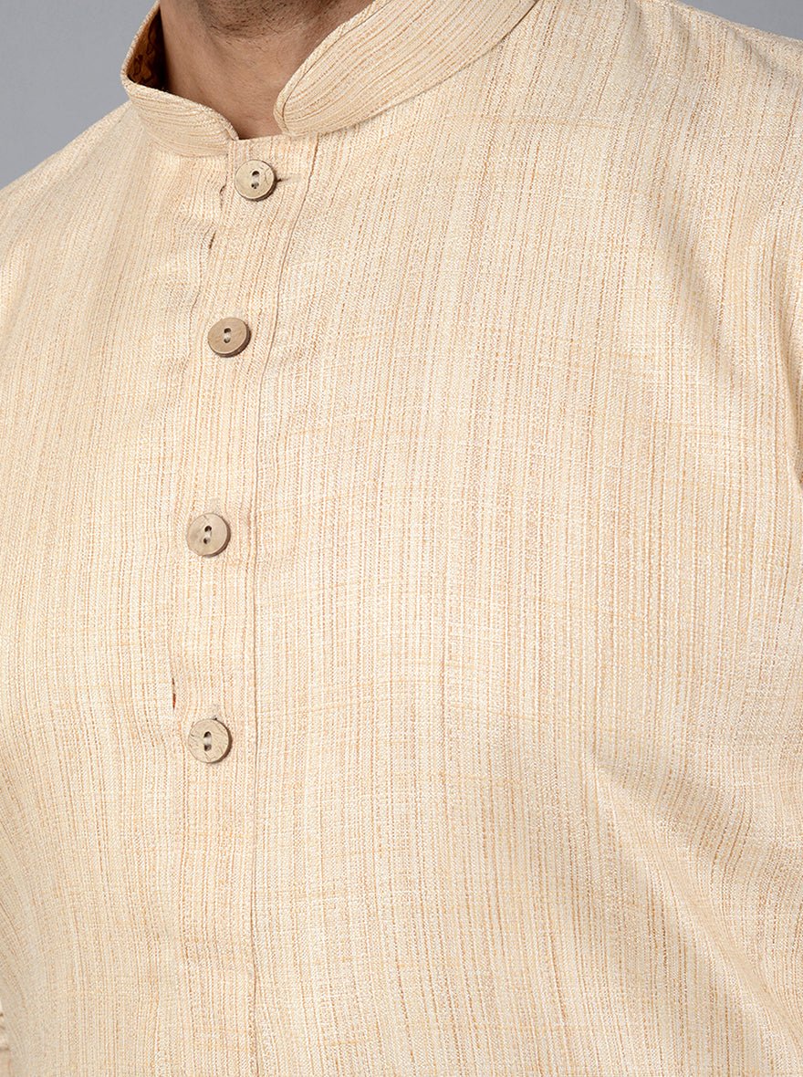 Ivory Beige Self Textured Kurta - The Kurta Company