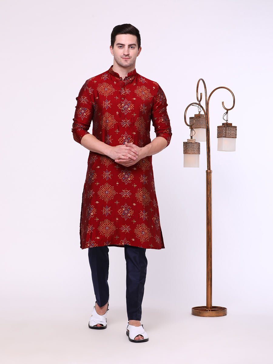 Maroon Printed Kurta - The Kurta Company