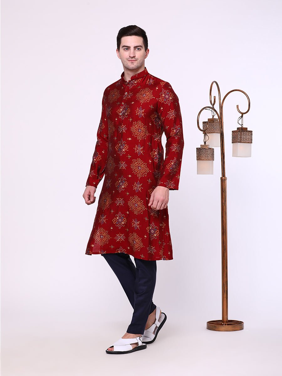 Maroon Printed Kurta - The Kurta Company
