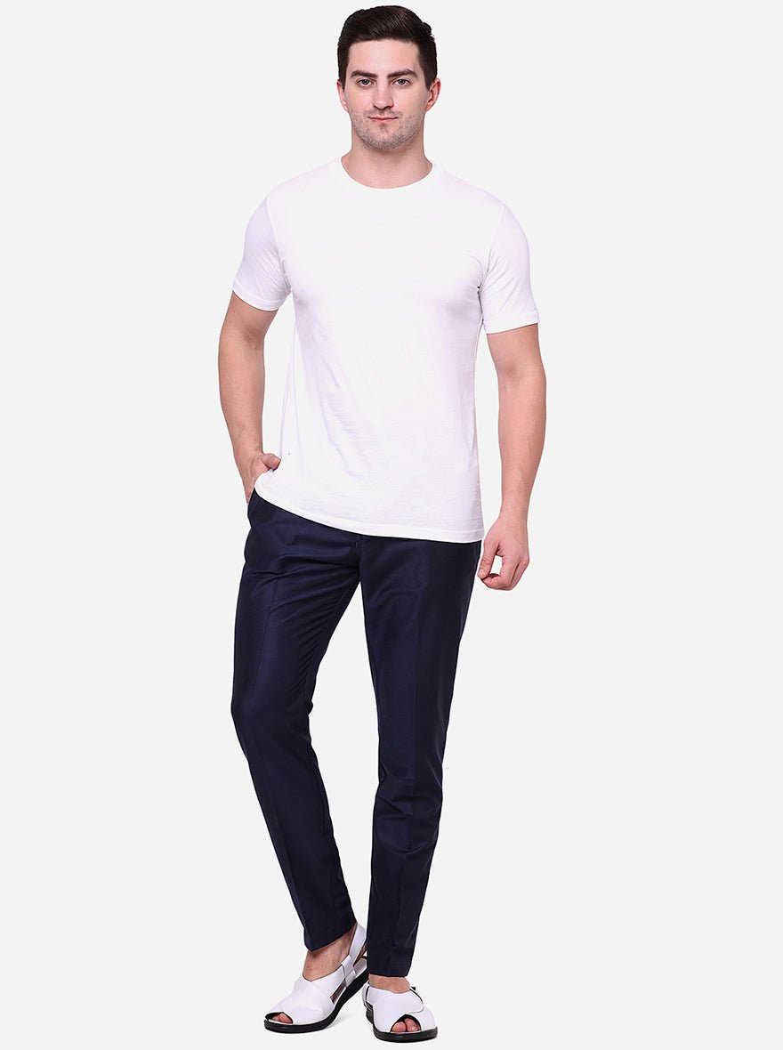 Navy Blue Solid Aligadhi - The Kurta Company
