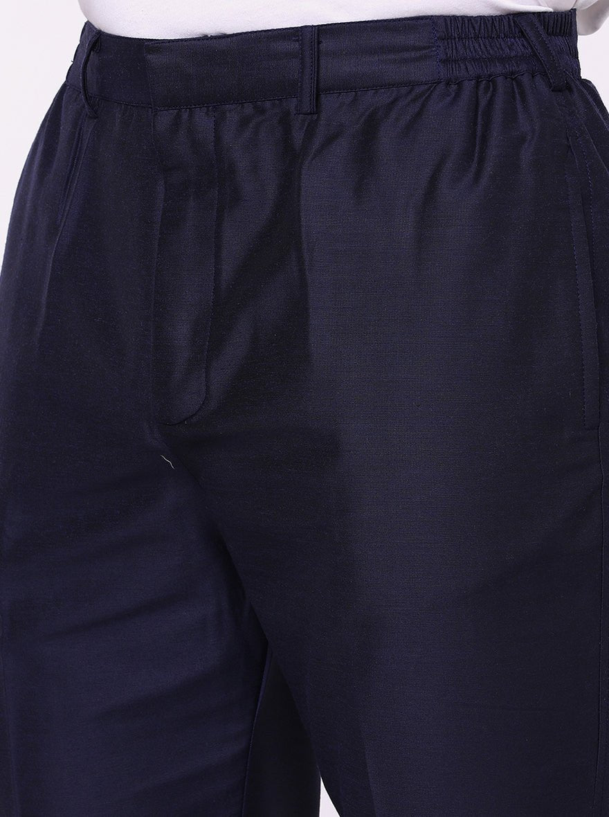Navy Blue Solid Aligadhi - The Kurta Company