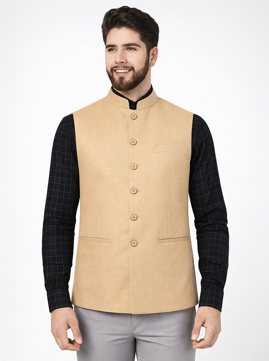 Khaki Solid Regular Fit Modi Jacket | JadeBlue
