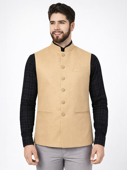 Khaki Solid Regular Fit Modi Jacket | JadeBlue