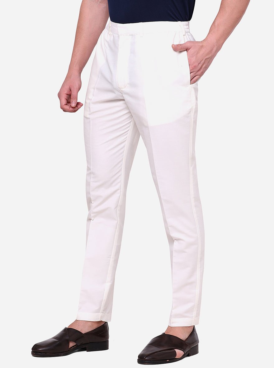 Off-White Solid Aligadhi - The Kurta Company