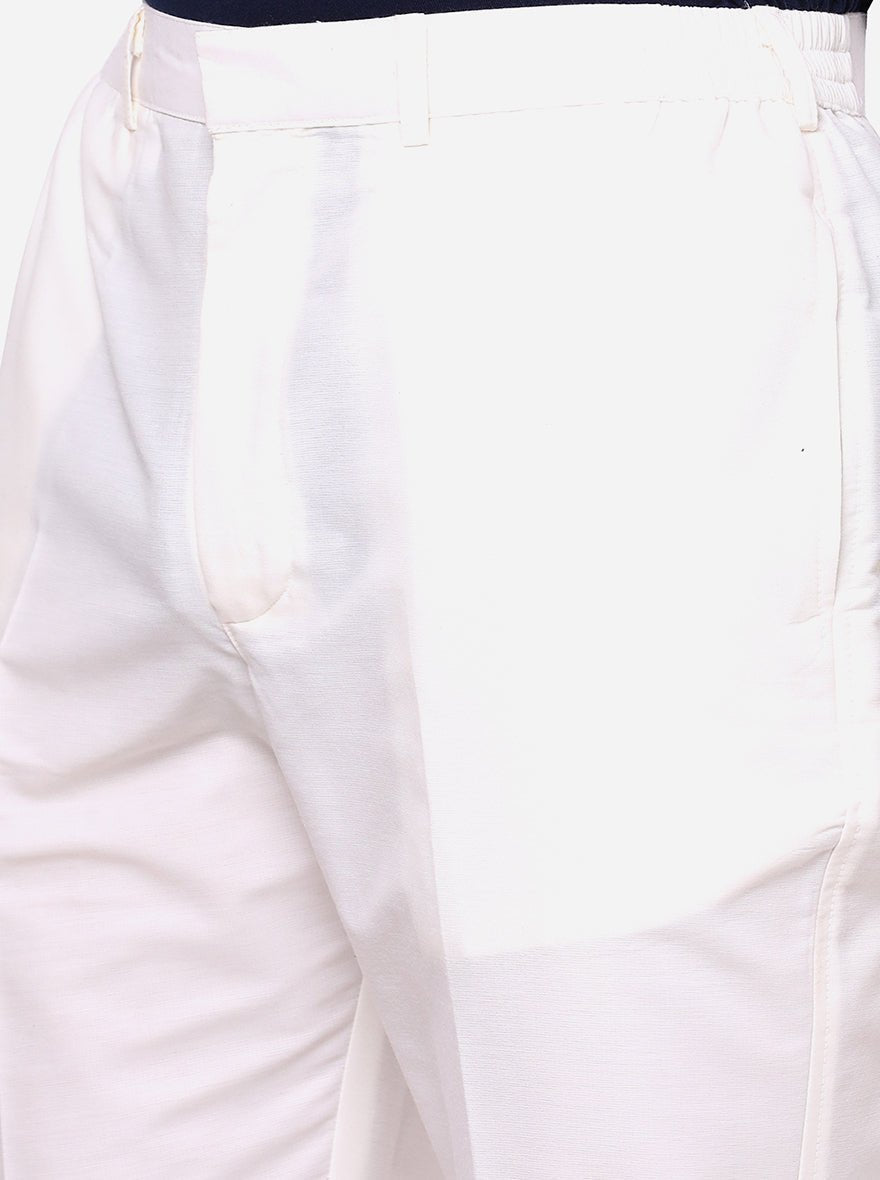Off-White Solid Aligadhi - The Kurta Company