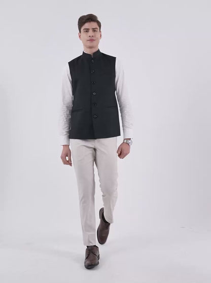 Black Solid Regular Fit Modi Jacket | JadeBlue