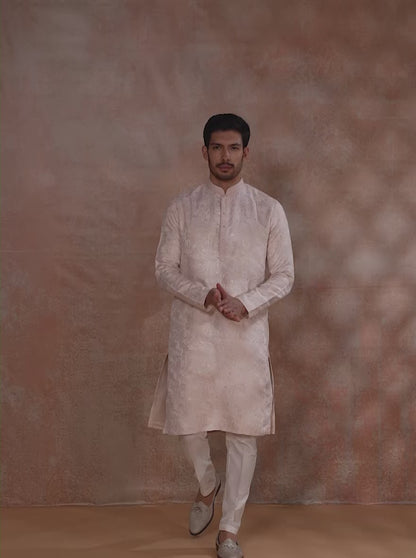 Pink Printed and Embroidered Kurta Pajama | JB X JB