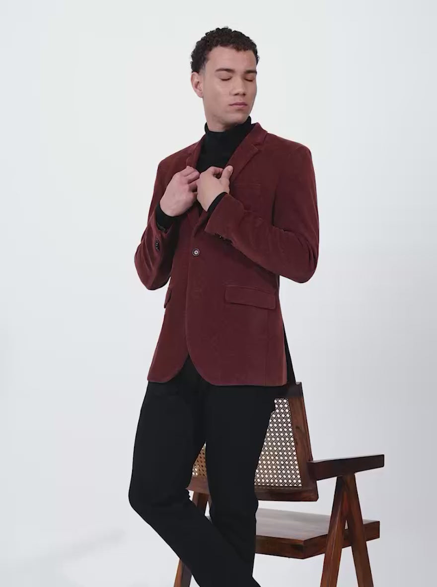Brown Solid Regular Fit Blazer | JB X JB