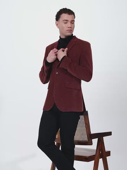 Brown Solid Regular Fit Blazer | JB X JB