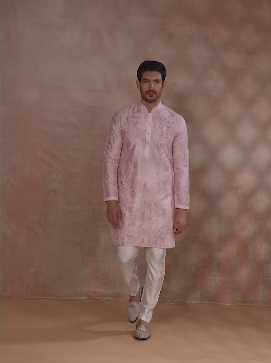 Light Pink Embroidered Kurta Pajama | JB X JB