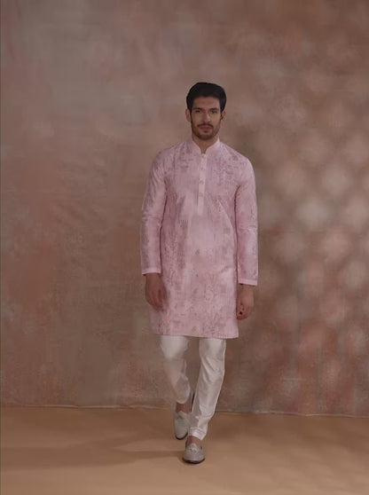 Light Pink Embroidered Kurta Pajama | JB X JB