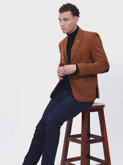 Brown Solid Regular Fit Blazer | JB X JB