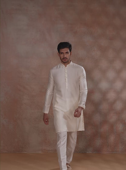 Cream Solid Kurta Pajama | JB X JB