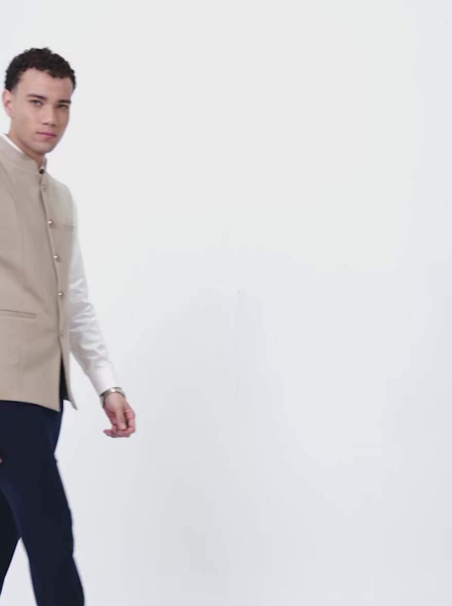 Fawn Solid Regular Fit Waistcoat | JB X JB