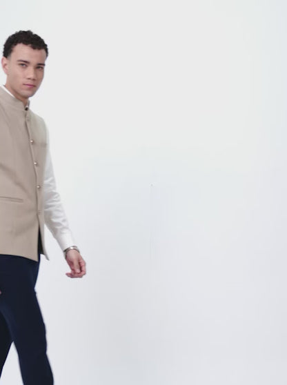 Fawn Solid Regular Fit Waistcoat | JB X JB