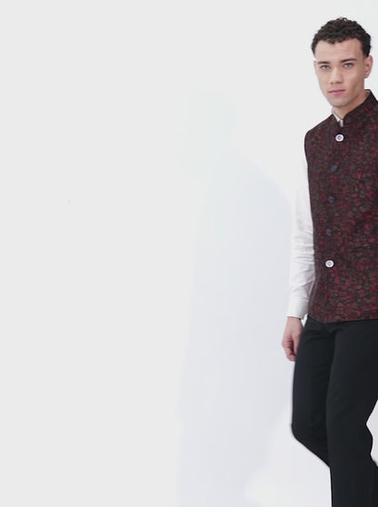 Multicolor Printed Regular Fit Waistcoat | JB X JB