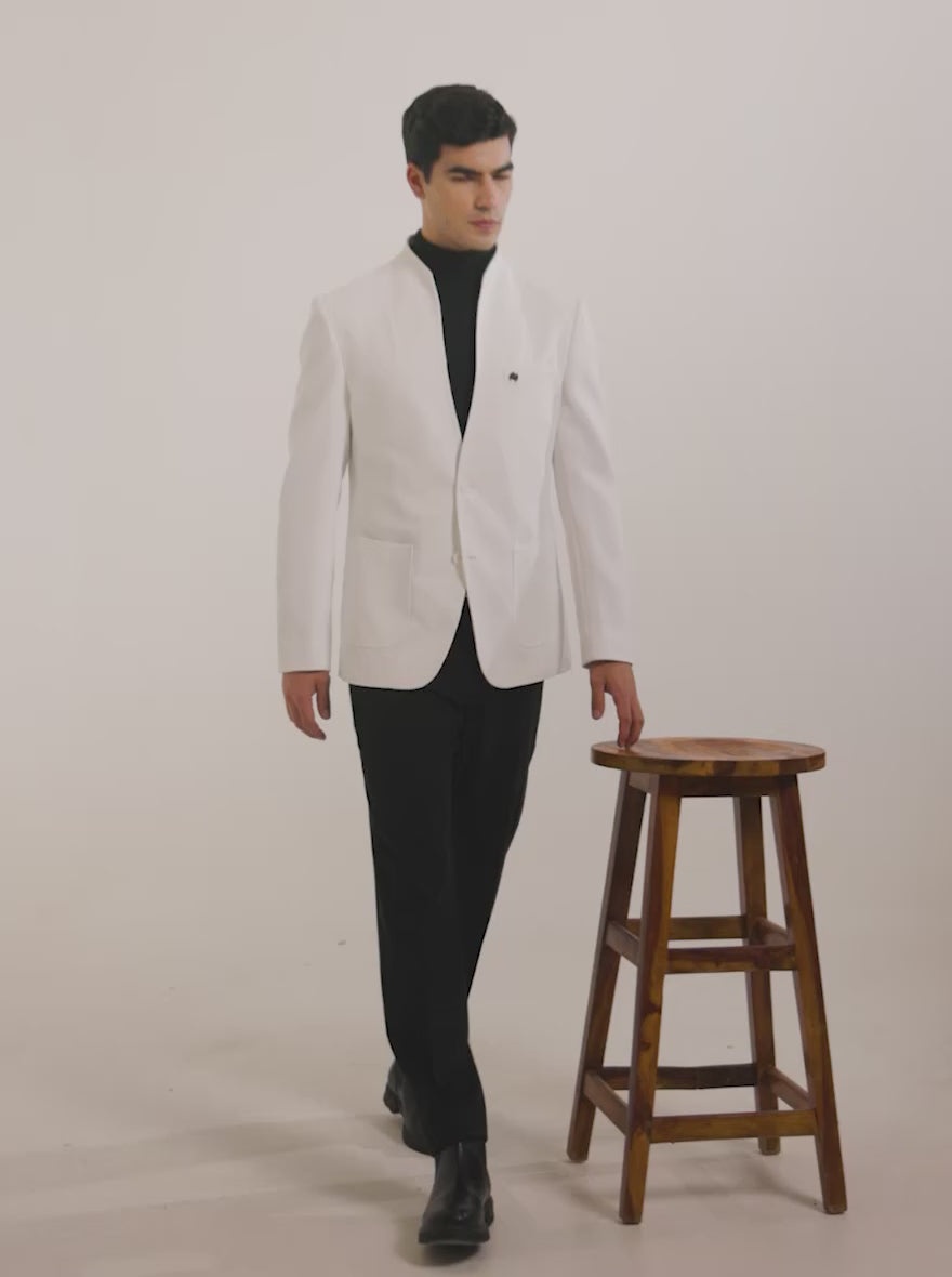 White Solid Regular Fit Blazer | JB X JB