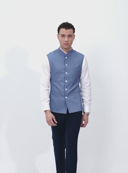 Blue Solid Regular Fit Modi Jacket | JB X JB