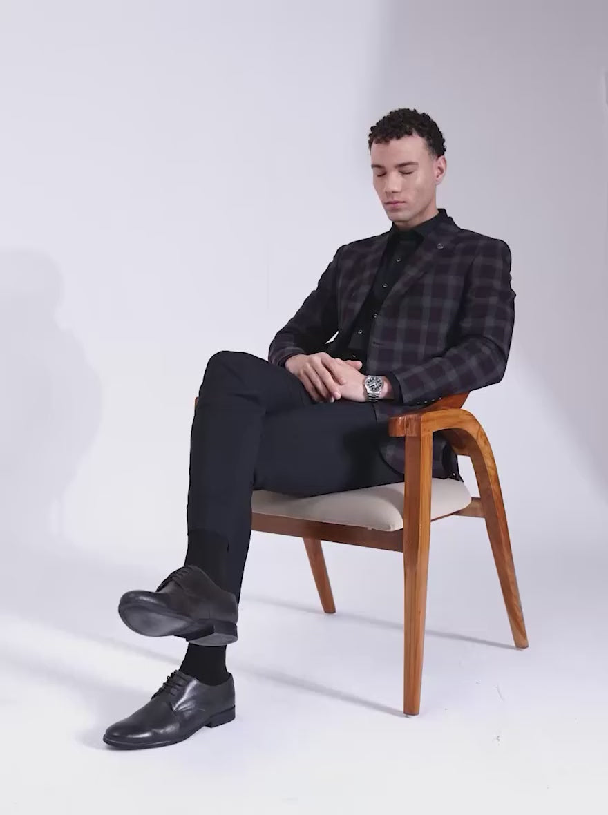 Maroon Checked Regular Fit Blazer | JB X JB