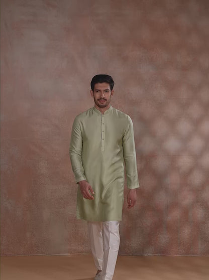 Pista Green Solid Kurta Pajama | JB X JB