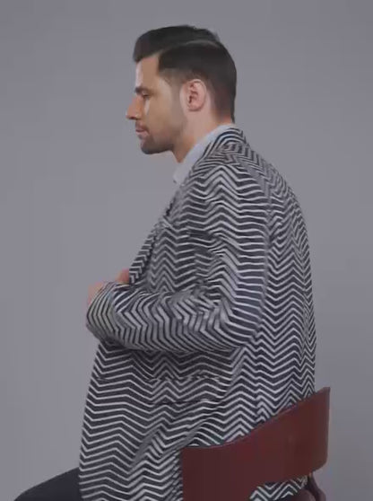 Black Printed Blazer | JBXJB