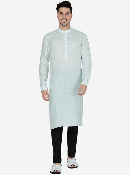 Tint Blue Solid Regular Fit Modi Kurta | JadeBlue