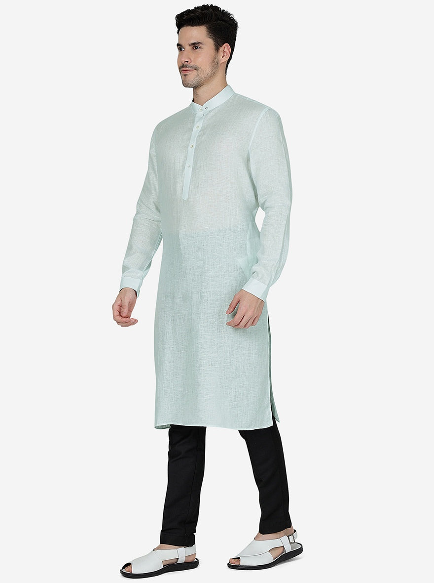 Tint Blue Solid Regular Fit Modi Kurta | JadeBlue