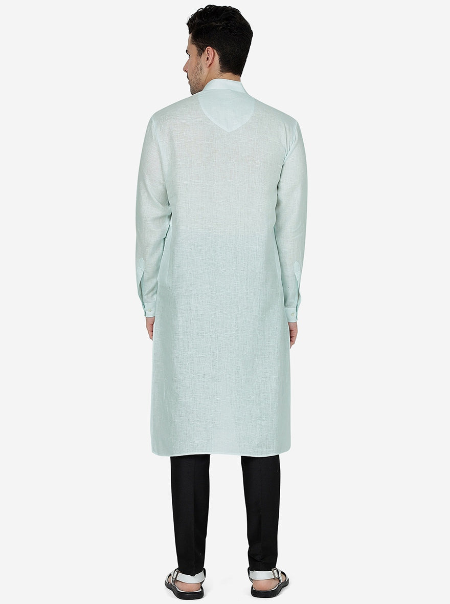 Tint Blue Solid Regular Fit Modi Kurta | JadeBlue