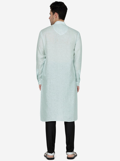 Tint Blue Solid Regular Fit Modi Kurta | JadeBlue