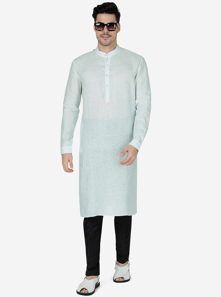 Tint Blue Solid Regular Fit Modi Kurta | JadeBlue