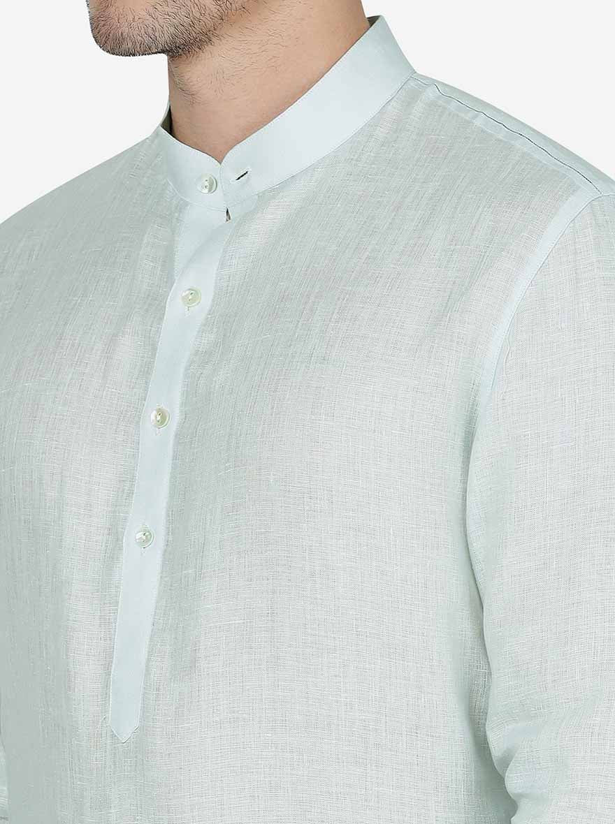 Tint Blue Solid Regular Fit Modi Kurta | JadeBlue