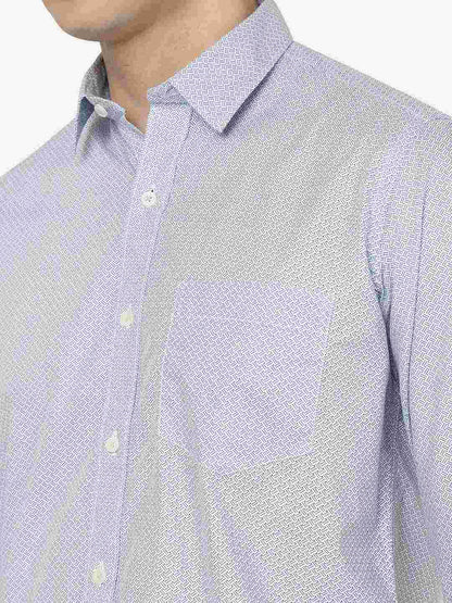 Light Blue Printed Smart Fit Semi Casual Shirt | Greenfibre