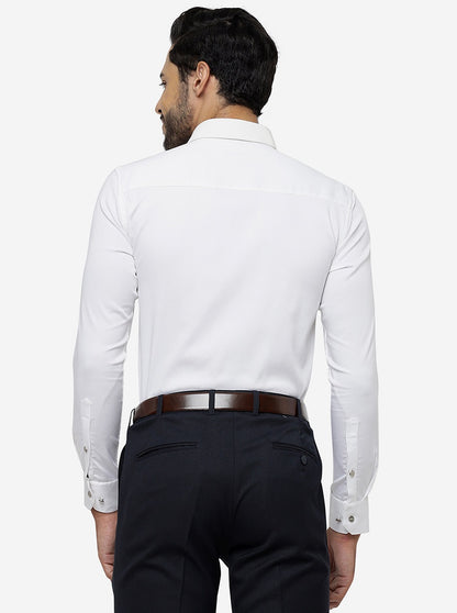 White Solid Slim Fit Party Wear Shirt | JB Studio