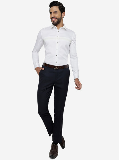 White Solid Slim Fit Party Wear Shirt | JB Studio