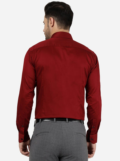 Maroon Solid Slim Fit Formal Shirt | Metal