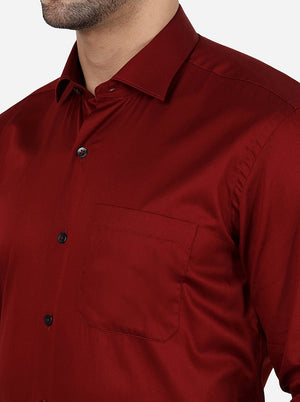Maroon Solid Slim Fit Formal Shirt | Metal