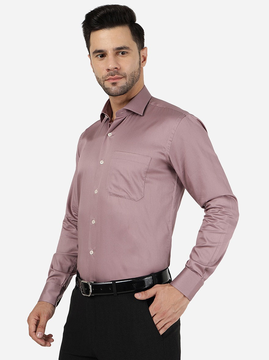 Dusty Pink Solid Slim Fit Formal Shirt | Metal
