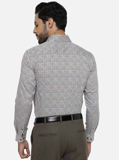 Dark Grey Printed Slim Fit Formal Shirt | Metal