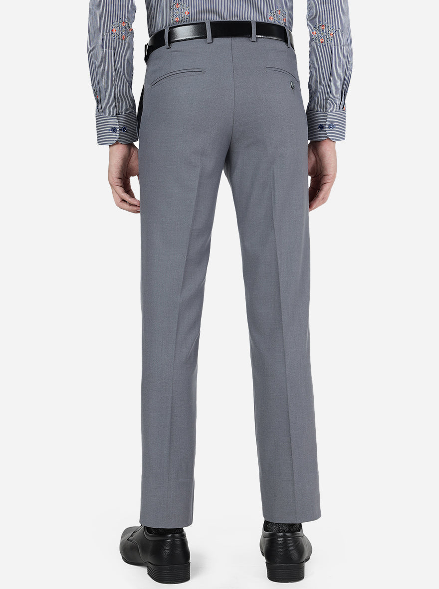 Dark Grey Solid Slim Fit Formal Trouser | Greenfibre