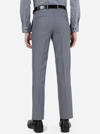 Dark Grey Solid Slim Fit Formal Trouser | Greenfibre