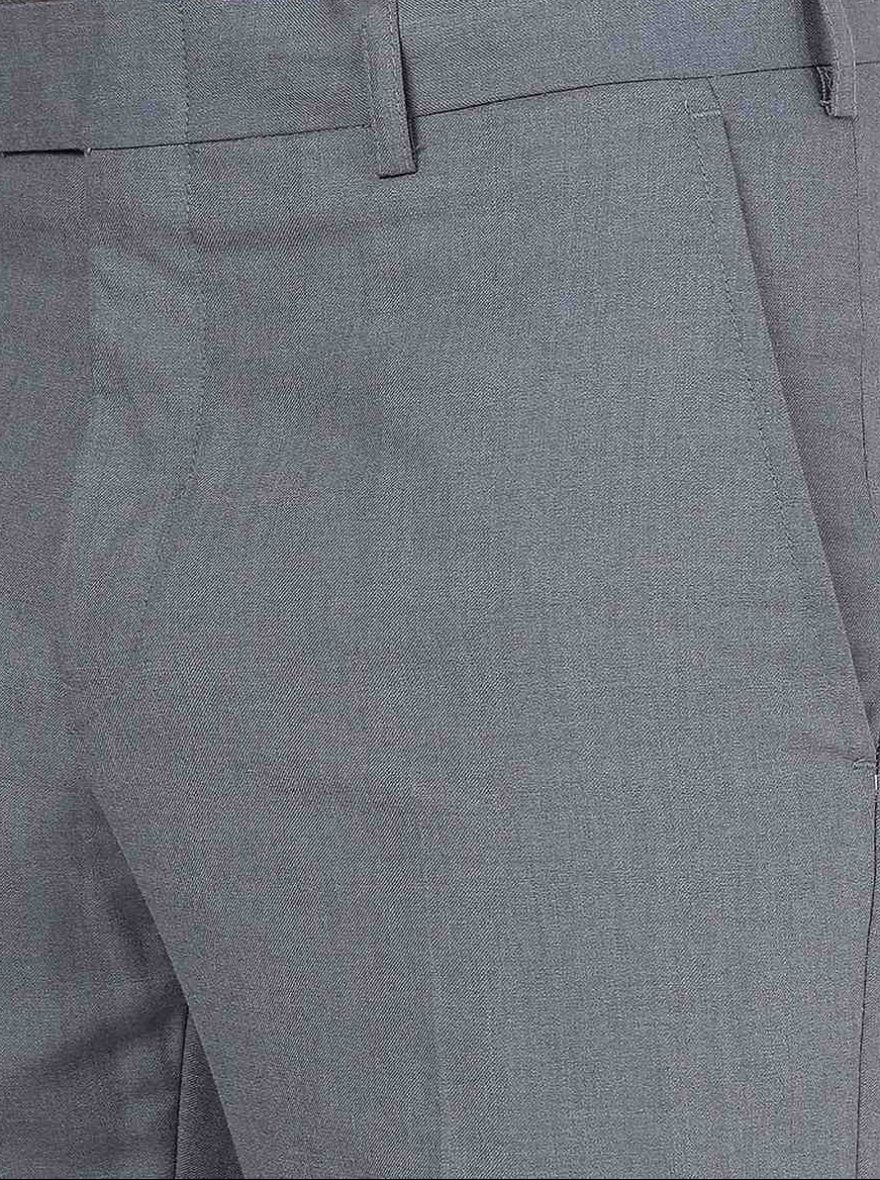 Dark Grey Solid Slim Fit Formal Trouser | Greenfibre