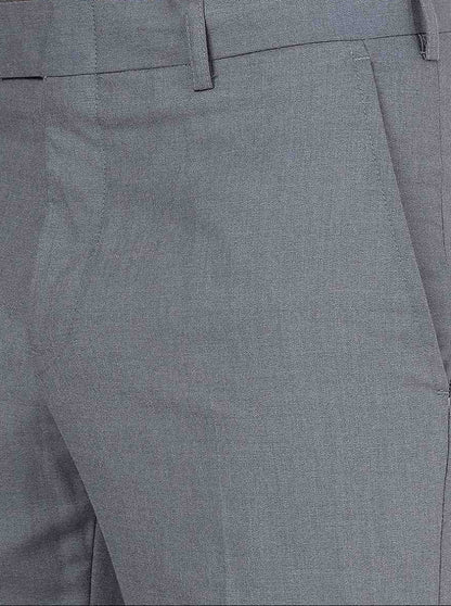 Dark Grey Solid Slim Fit Formal Trouser | Greenfibre