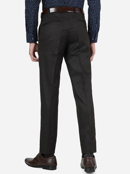 Brown Solid Super Slim Fit Formal Trouser | Greenfibre